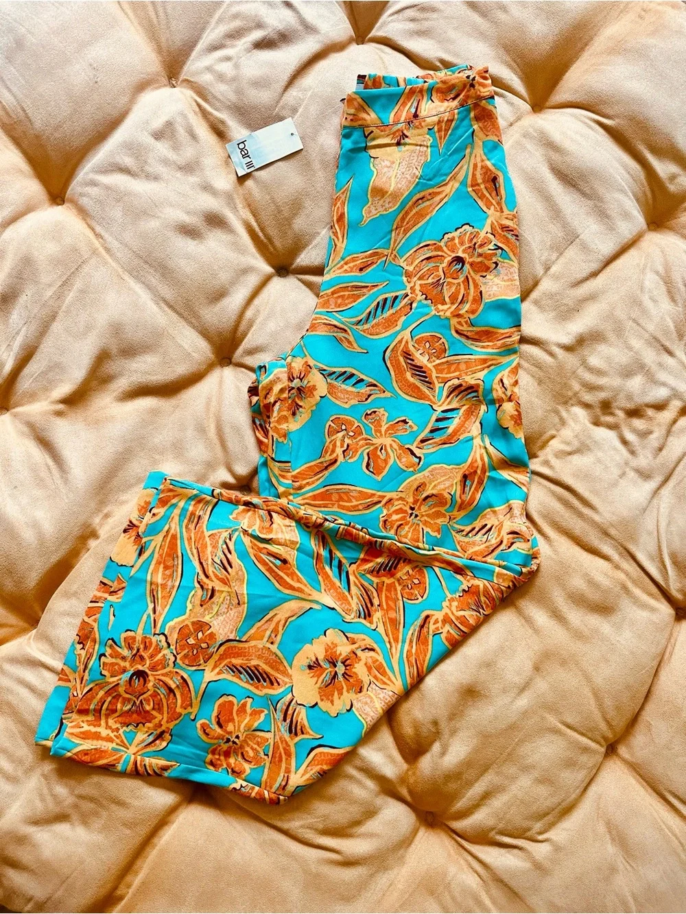 Women Bar III Turquoise Floral Trousers.